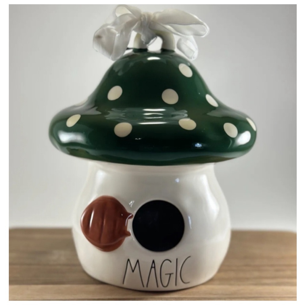 NEW Rae Dunn Magic Mushroom Birdhouse Green Polka Dot Cap 🍄